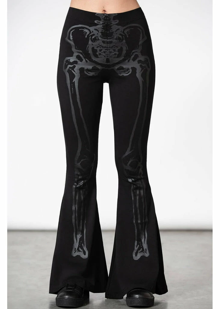 Killstar Skulbones Flare Trousers Black 1 Killstar Skulbones Flare Trousers Black