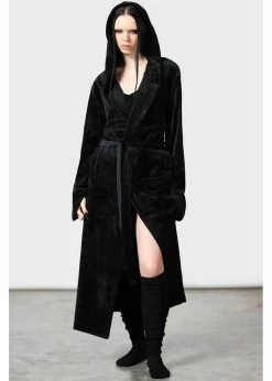 Killstar Webbed Robe Black -Hearts & Roses Sales killstar KSRA007789 webbed robe blk 2 1024x1024