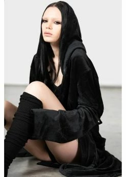 Killstar Webbed Robe Black -Hearts & Roses Sales killstar KSRA007789 webbed robe blk 3 1024x1024
