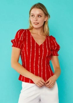Minueto Rachel Serendipity 60's Blouse Red -Hearts & Roses Sales minueto 211116 rachel top red 4 1024x1024