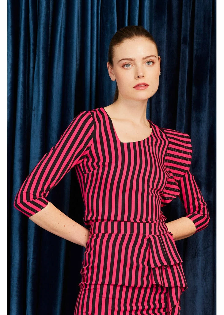 Minueto Bridget Stripe 70's Top Pink 3 Minueto Bridget Stripe 70's Top Pink - Image 3