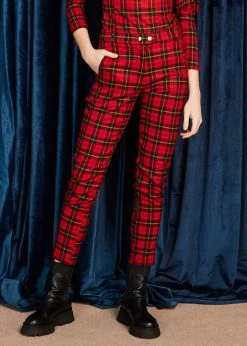 Minueto Graham Tartan 70's Trousers Red