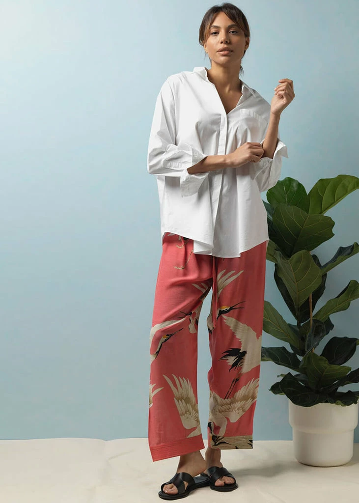 One Hundred Stars Stork Crepe Trousers Lipstick Pink - Image 2