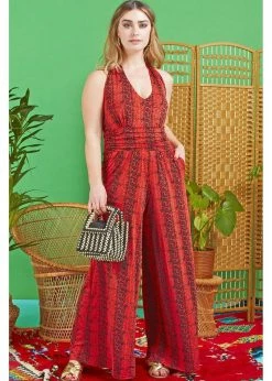 Alternative view of Onjenu Ciara Ophidia 70's Jumpsuit Red