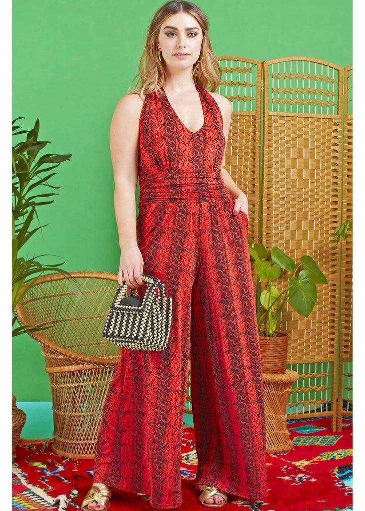 Onjenu Ciara Ophidia 70's Jumpsuit Red 2 Onjenu Ciara Ophidia 70's Jumpsuit Red - Image 2