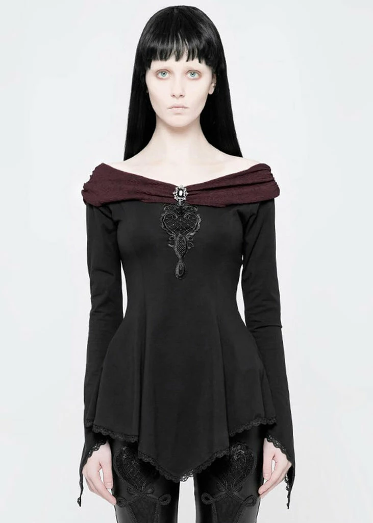 Punk Rave Beauteous Olorea Top Black Red 2 Punk Rave Beauteous Olorea Top Black Red - Image 2