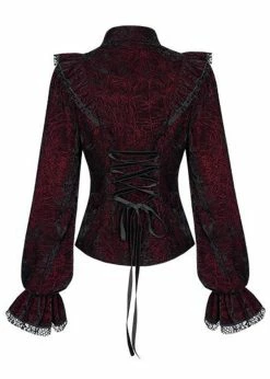 Punk Rave Luxuria Velvet Blouse Red -Hearts & Roses Sales punk rave WY1305CCF luxuria blouse red 5 1024x1024