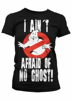 Retro Movies Ghostbusters I Ain't Afraid Girly T-Shirt Black