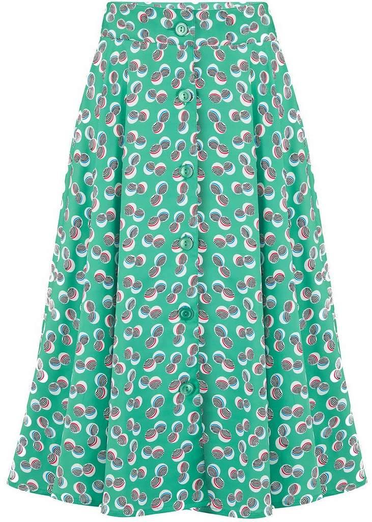 Rock N Romance Beverly Abstract Polka 50's Full Circle Swing Skirt Green 1 Rock N Romance Beverly Abstract Polka 50's Full Circle Swing Skirt Green