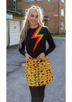 Run & Fly Rainbow Thunderbolt Crop Jumper Black