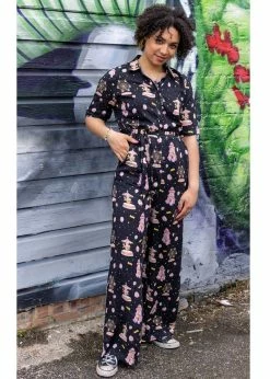 Run & Fly Day At The Fairground Carousel Jumpsuit Black