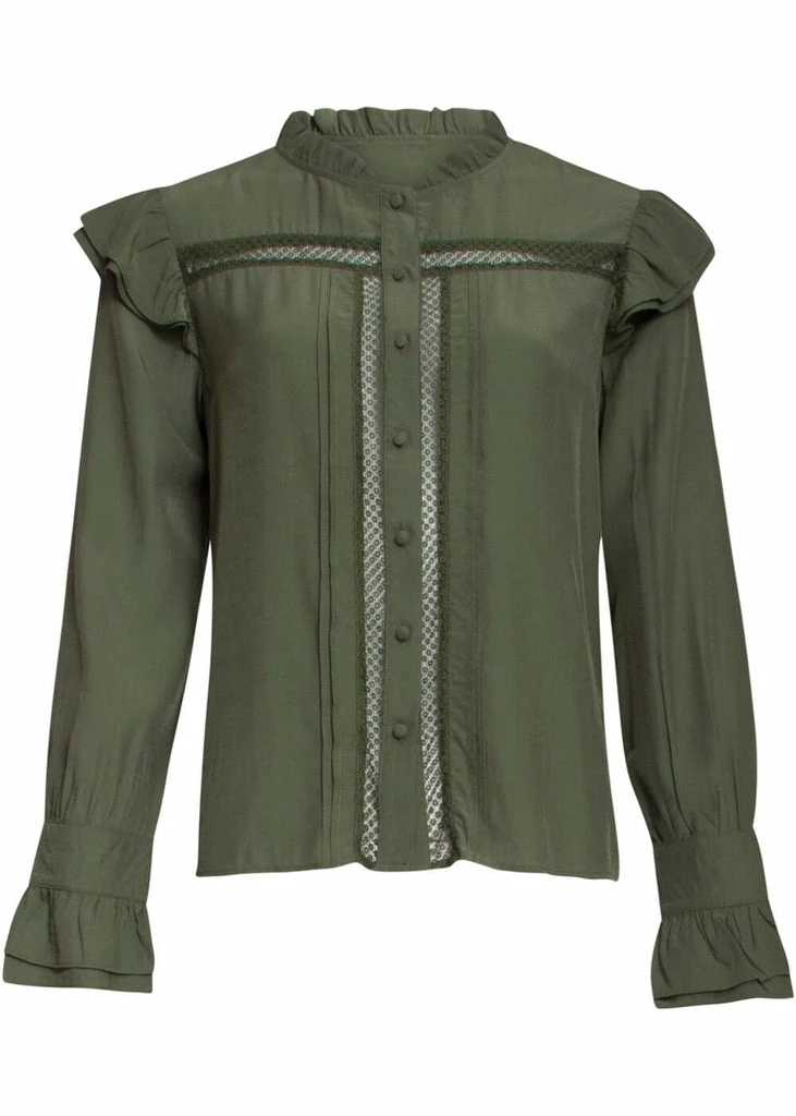 Smashed Lemon Izzy 40's Blouse Army Green 1 Smashed Lemon Izzy 40's Blouse Army Green