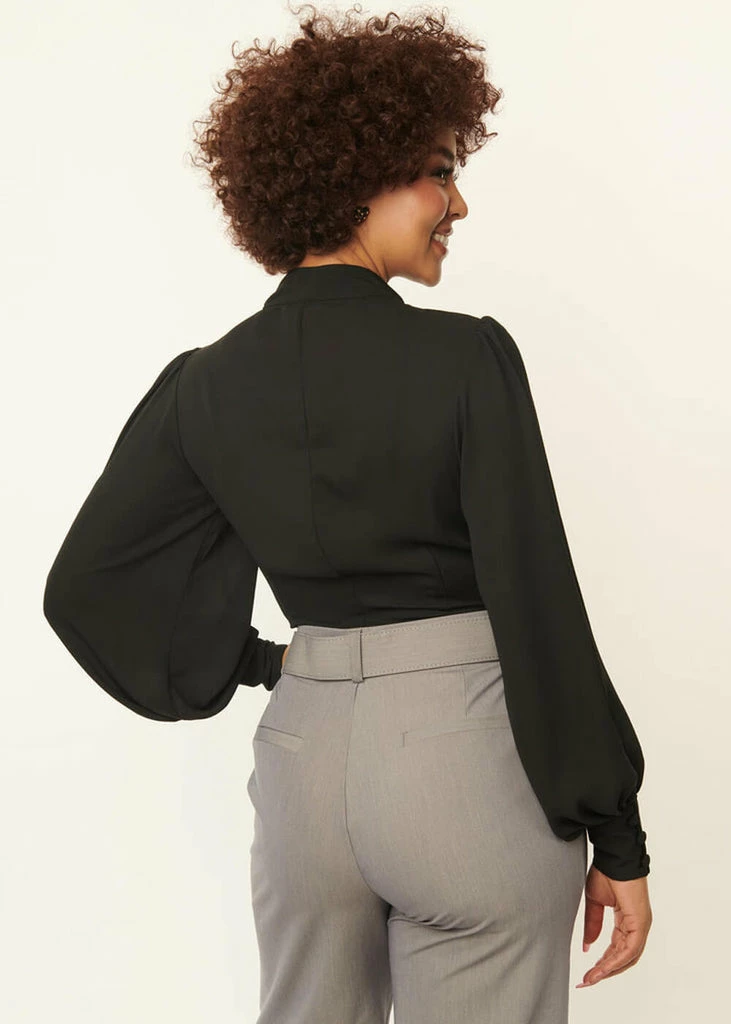 Unique Vintage Gwen 40's Blouse Black - Image 4