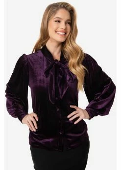 Unique Vintage Gwen Velvet 40's Blouse Dark Purple