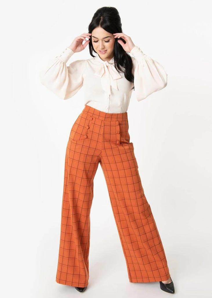 Unique Vintage Ginger Pumpkin 60's Trousers Orange 4 Unique Vintage Ginger Pumpkin 60's Trousers Orange - Image 4