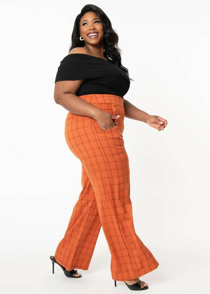 Unique Vintage Ginger Pumpkin 60's Trousers Orange 3 Unique Vintage Ginger Pumpkin 60's Trousers Orange - Image 3