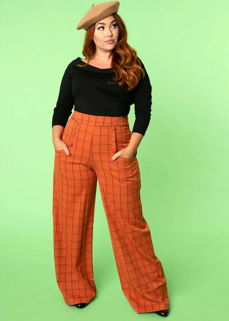 Unique Vintage Ginger Pumpkin 60's Trousers Orange 2 Unique Vintage Ginger Pumpkin 60's Trousers Orange - Image 2