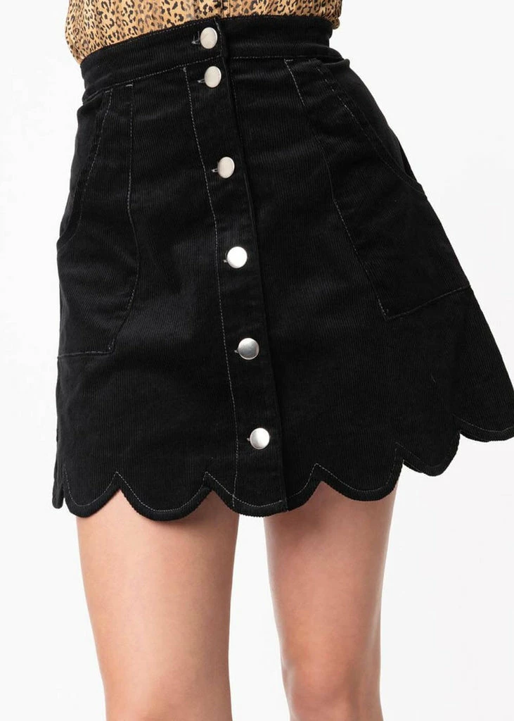 Unique Vintage Smak Parlour Campus Corduroy 60's Skirt Black