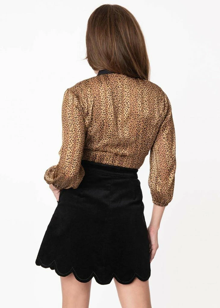 Unique Vintage Smak Parlour Campus Corduroy 60's Skirt Black - Image 3