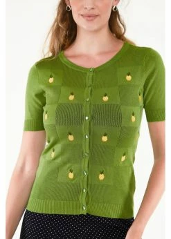 Voodoo Vixen Peyton Pinapple 50's Cardigan Green