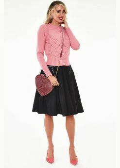 Voodoo Vixen Heart 50's Cardigan Pink